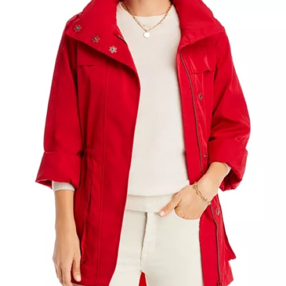 ANORAK Red Hooded Lightweight Water-Resistant‎ Utility Jacket